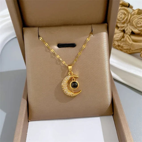 100 Languages 'I Love You' Moon Necklace