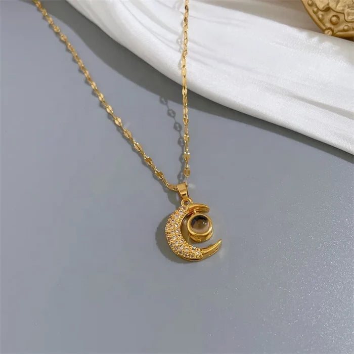 100 Languages 'I Love You' Moon Necklace