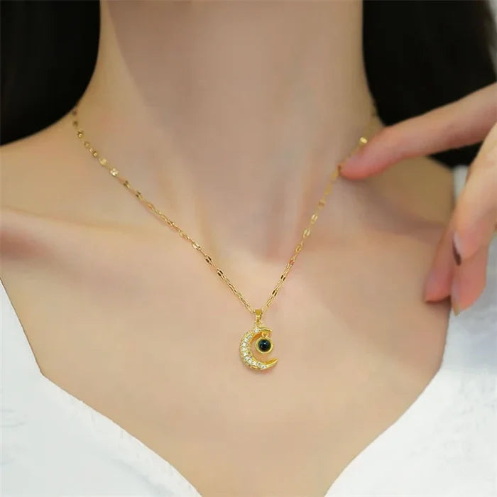 100 Languages 'I Love You' Moon Necklace