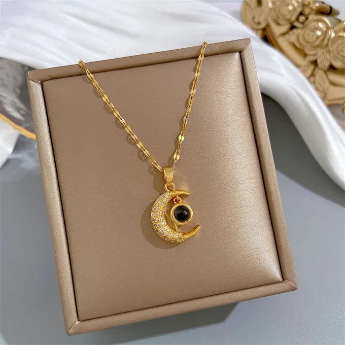 100 Languages 'I Love You' Moon Necklace