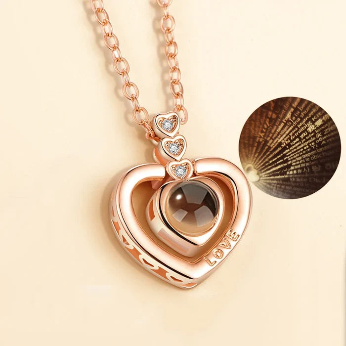 100 Languages 'I Love You' Necklace - Rose Gold & Silver