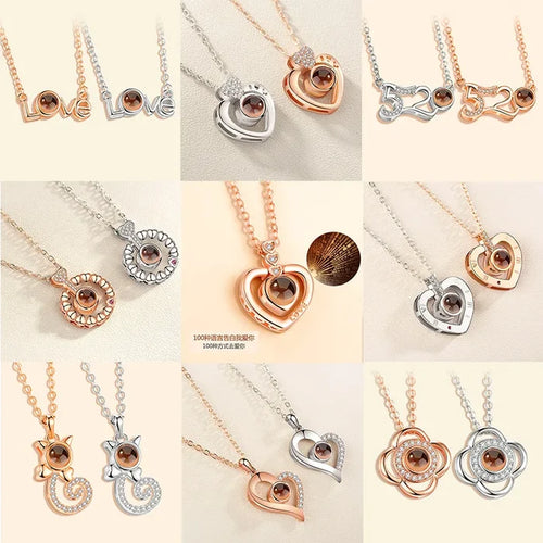 100 Languages 'I Love You' Necklace - Rose Gold & Silver