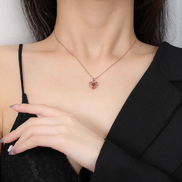 100 Languages 'I Love You' Necklace - Rose Gold & Silver