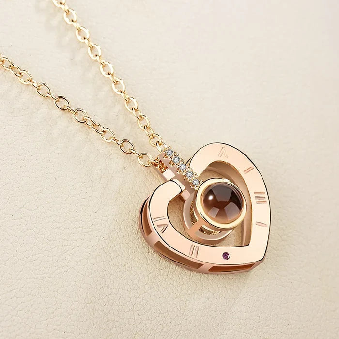 100 Languages 'I Love You' Necklace - Rose Gold & Silver