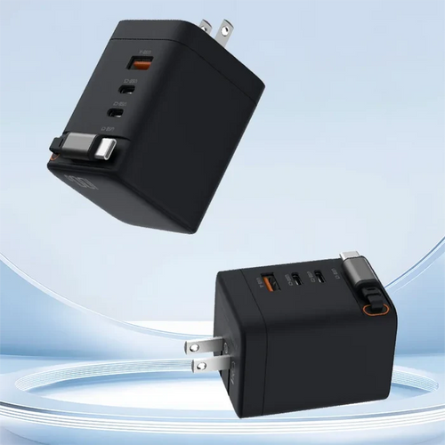 100W Portable GaN Fast Charger with Retractable Cable