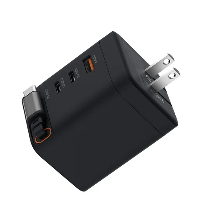 100W Portable GaN Fast Charger with Retractable Cable