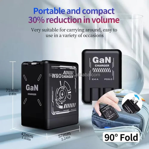120W USB-C PD GaN Fast Charger With Retractable Type C Charging Cable