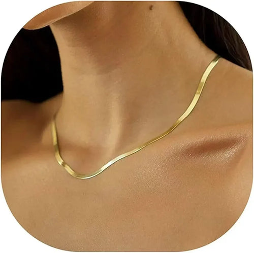 14K Gold Plated Herringbone Snake Chain Necklace