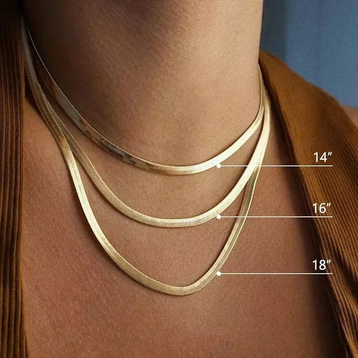 14K Gold Plated Herringbone Snake Chain Necklace