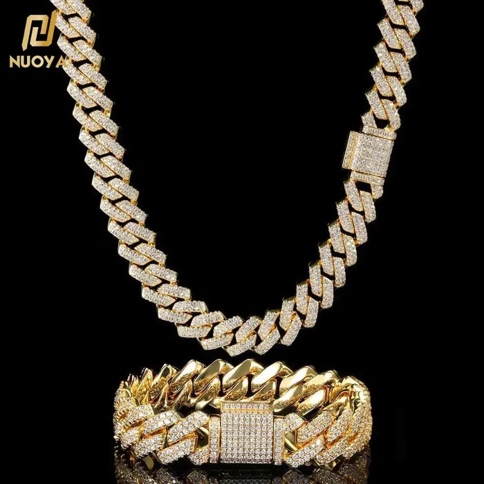 14mm Gold Plated Iced Out Cuban Link Necklace