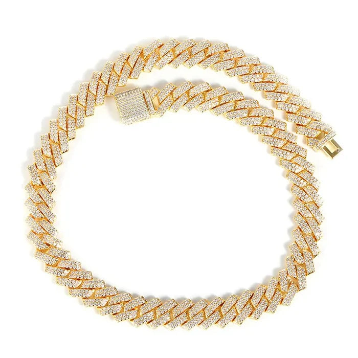 14mm Gold Plated Iced Out Cuban Link Necklace