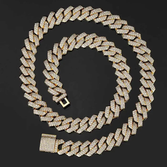 14mm Gold Plated Iced Out Cuban Link Necklace