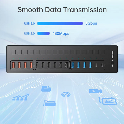 16 Port USB-C Hub Splitter