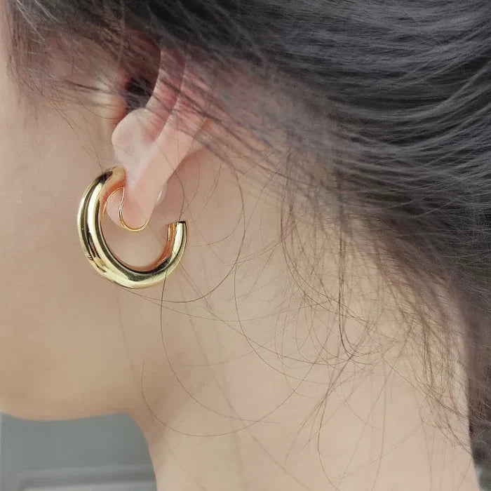 18K Gold Clip On Hoop Earrings