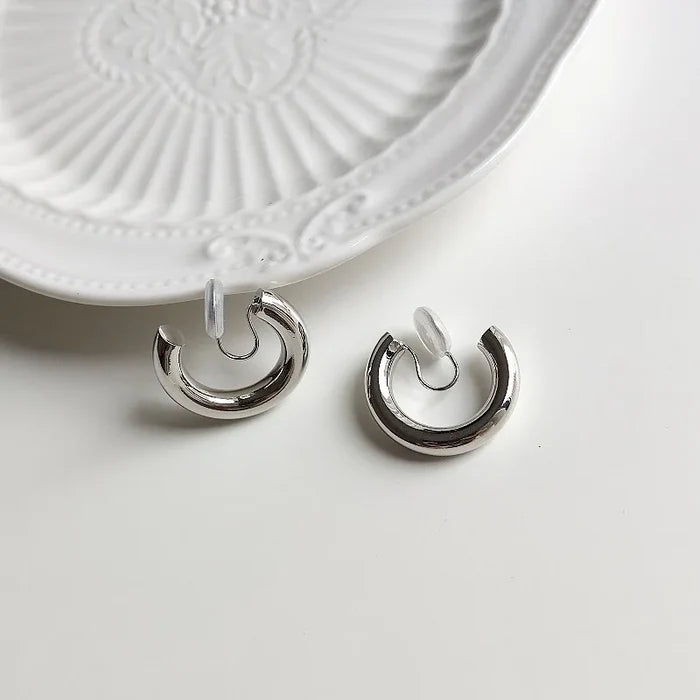 18K Gold Clip On Hoop Earrings