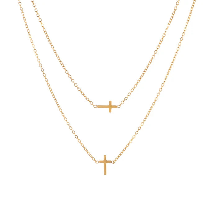 18K Gold Dainty Cross Pendant Necklace for Women