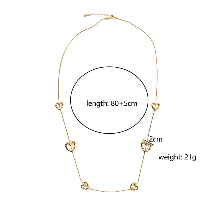 18K Gold Heart Necklace - Stainless Steel Elegance