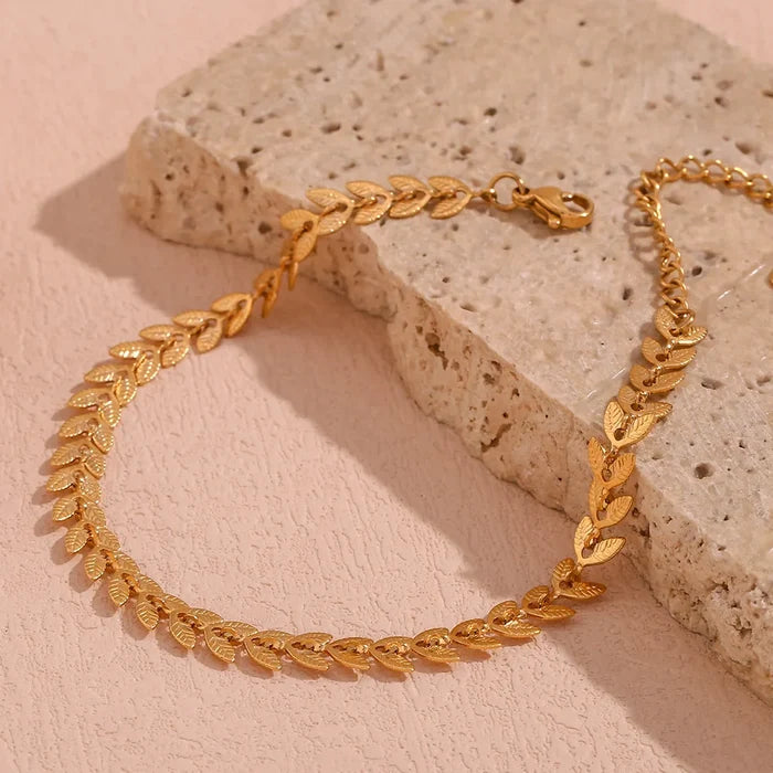 18K Gold Plated Boho Wheat Chain Anklet