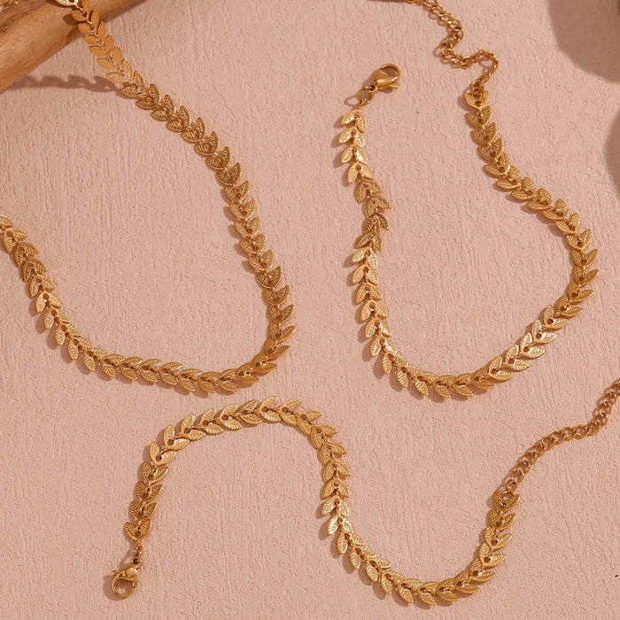 18K Gold Plated Boho Wheat Chain Anklet