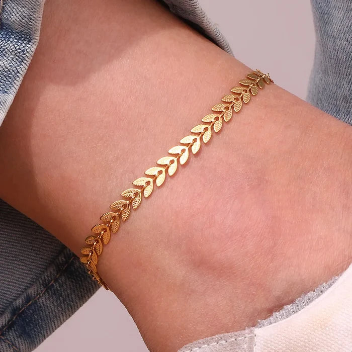 18K Gold Plated Boho Wheat Chain Anklet