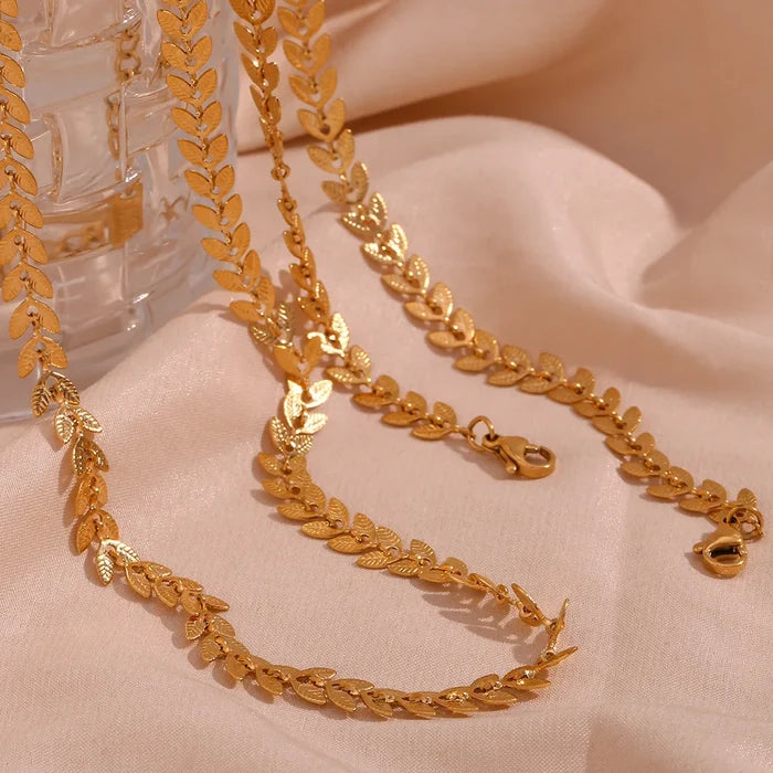 18K Gold Plated Boho Wheat Chain Anklet