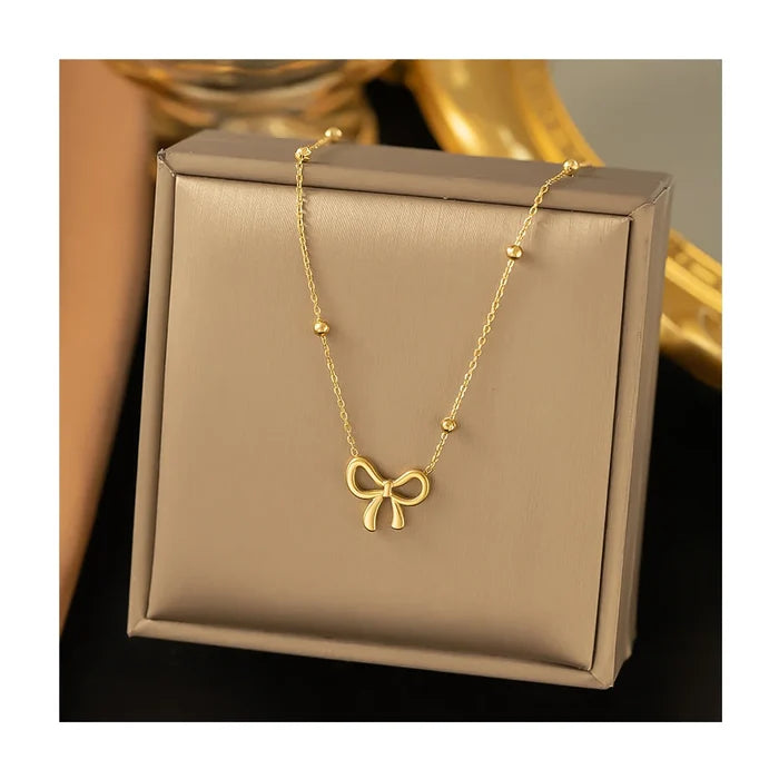 18k Gold Plated Bow Necklace - Tarnish Free & Elegant