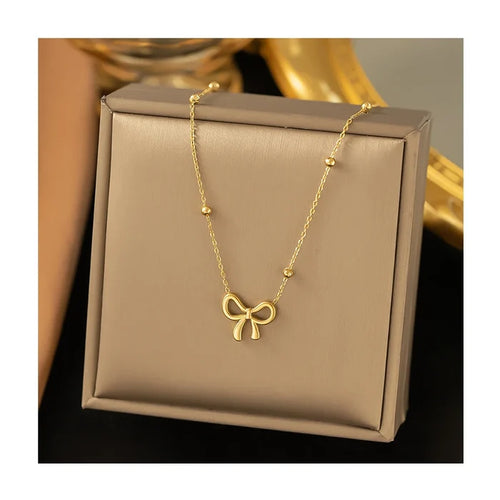 18k Gold Plated Bow Necklace - Tarnish Free & Elegant
