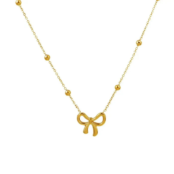 18k Gold Plated Bow Necklace - Tarnish Free & Elegant