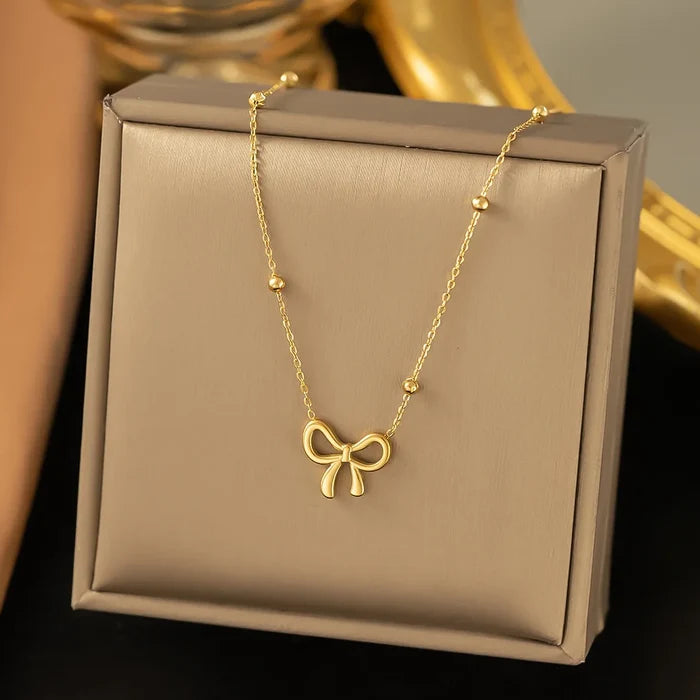 18k Gold Plated Bow Necklace - Tarnish Free & Elegant