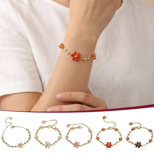 18K Gold Plated Cherry Blossom Zircon Bracelet