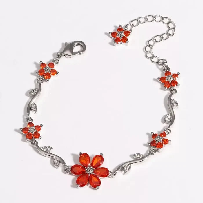 18K Gold Plated Cherry Blossom Zircon Bracelet