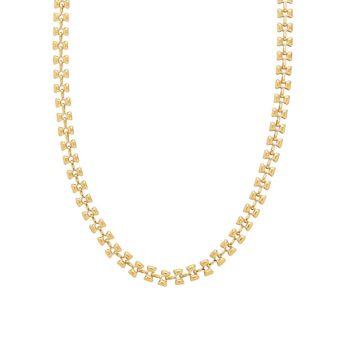 18K Gold Plated Geometric Wheat Chain Necklace
