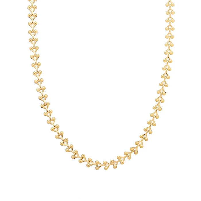 18K Gold Plated Geometric Wheat Chain Necklace