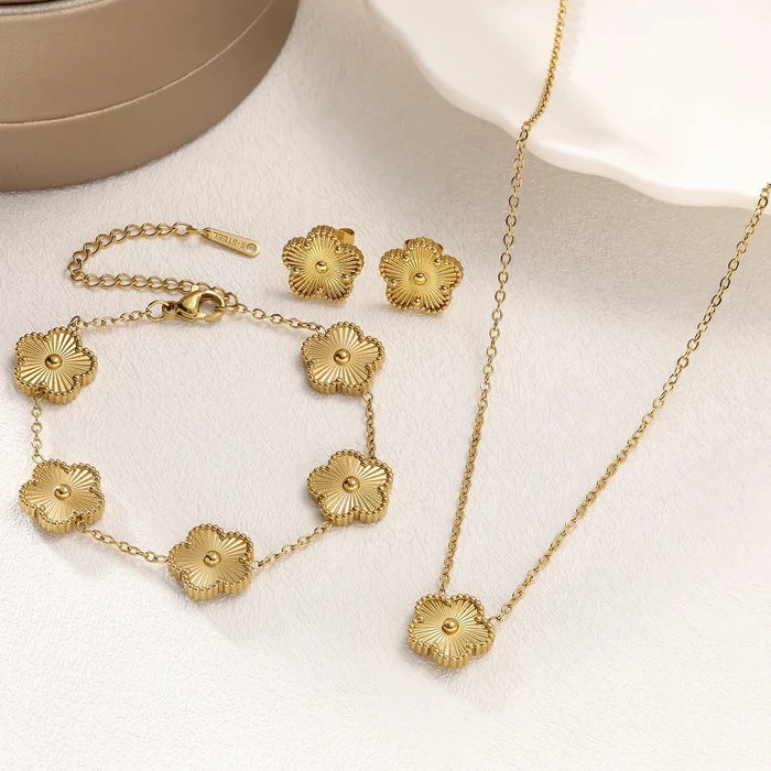18K Gold Plated Luxury Flower Jewelry Set