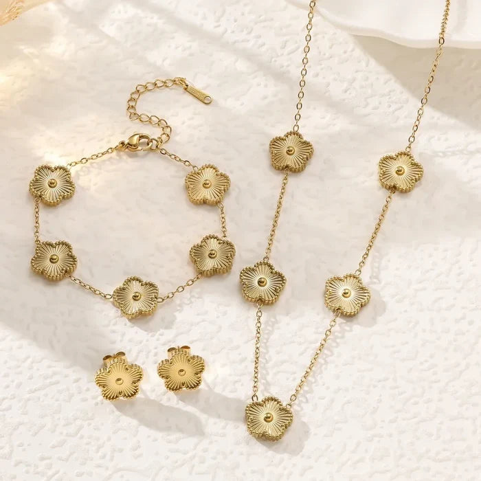 18K Gold Plated Luxury Flower Jewelry Set