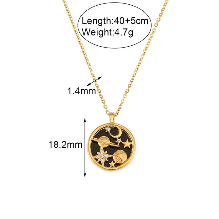 18K Gold Plated Moon & Stars Necklace with Zircon