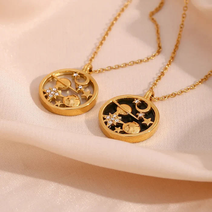 18K Gold Plated Moon & Stars Necklace