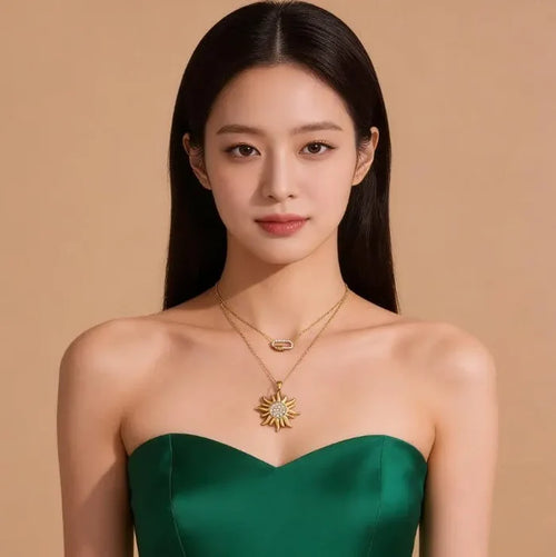 18K Gold Plated Zircon Pendant Necklace