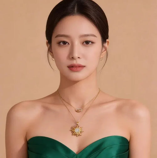 18K Gold Plated Zircon Pendant Necklace