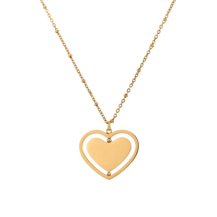 18K Gold Waterproof Heart Pendant Necklace for Women
