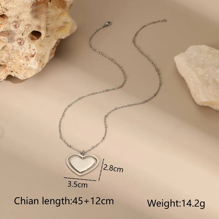 18K Gold Waterproof Heart Pendant Necklace for Women