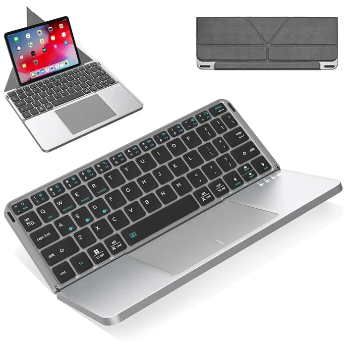 2-in-1 Foldable Touch Wireless BT Keyboard Portable with Magnetic