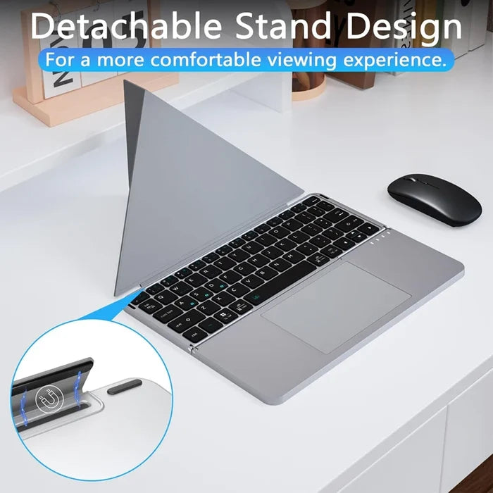 2-in-1 Foldable Touch Wireless BT Keyboard Portable with Magnetic