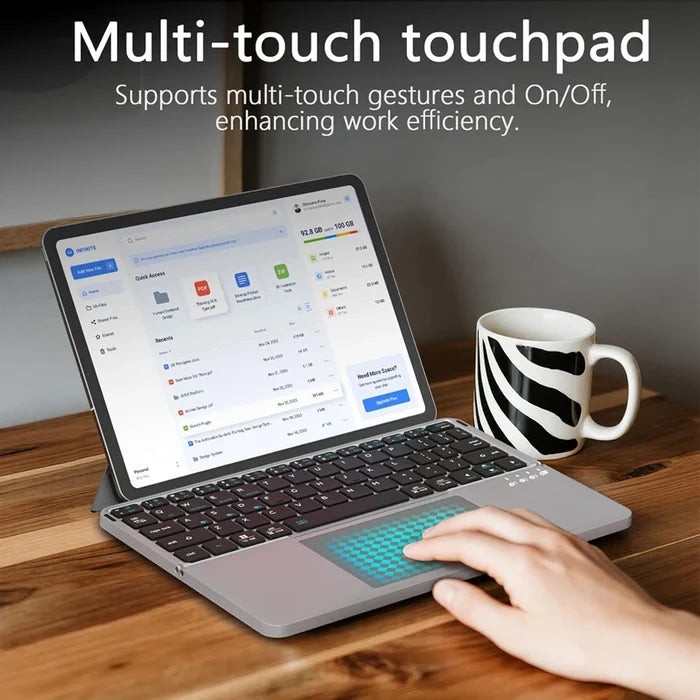 2-in-1 Foldable Touch Wireless BT Keyboard Portable with Magnetic
