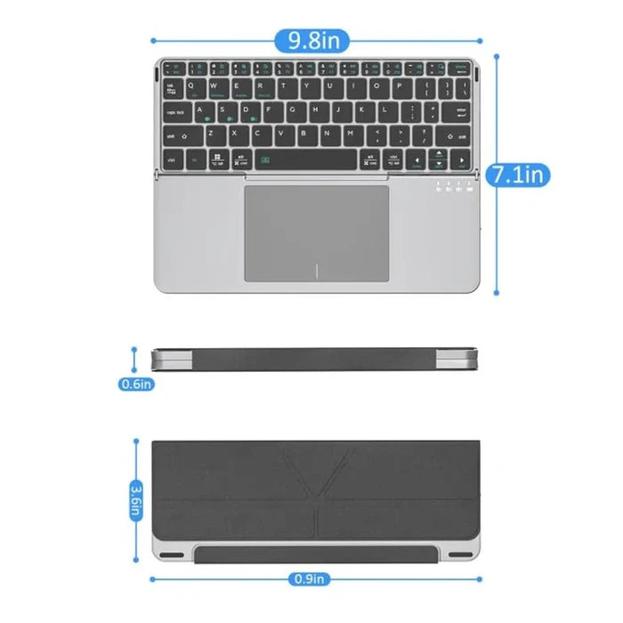 2-in-1 Foldable Touch Wireless BT Keyboard Portable with Magnetic