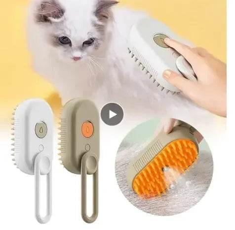 Electric pet grooming brush for cats and dogs, self-cleaning deshedding tool with soft bristles