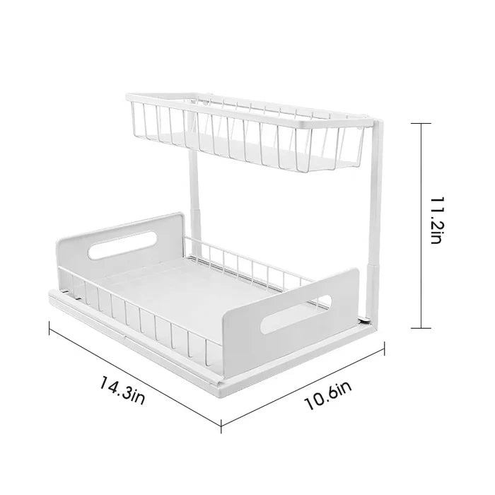 2 Tier Under Sink Sliding Organizer Rack