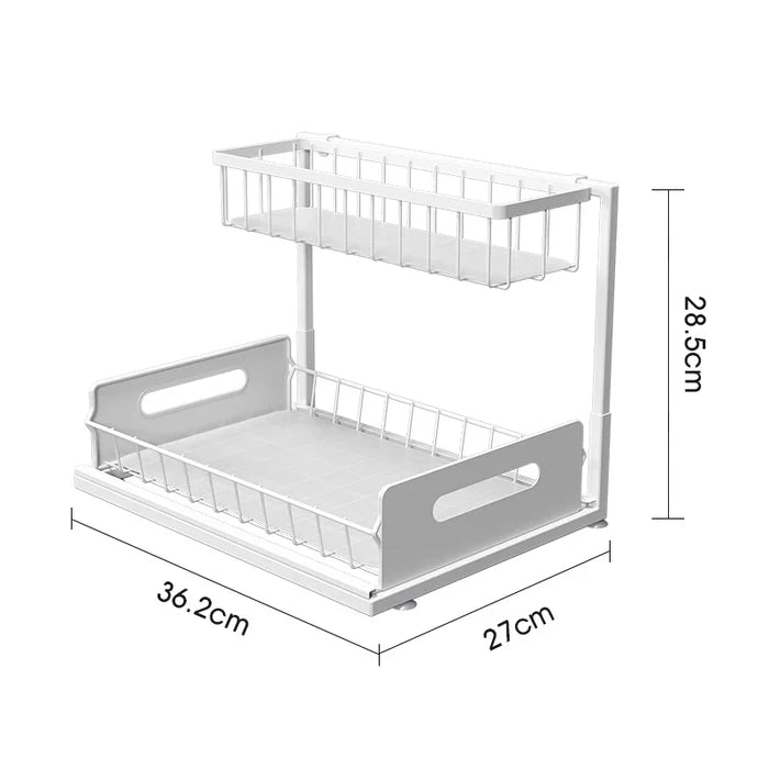 2 Tier Under Sink Sliding Organizer Rack