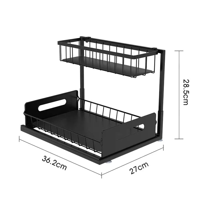 2 Tier Under Sink Sliding Organizer Rack