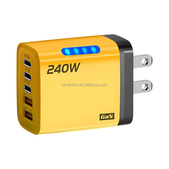 240W GaN Charger Adapter 5 Port PD USB Fast Charger 240W
